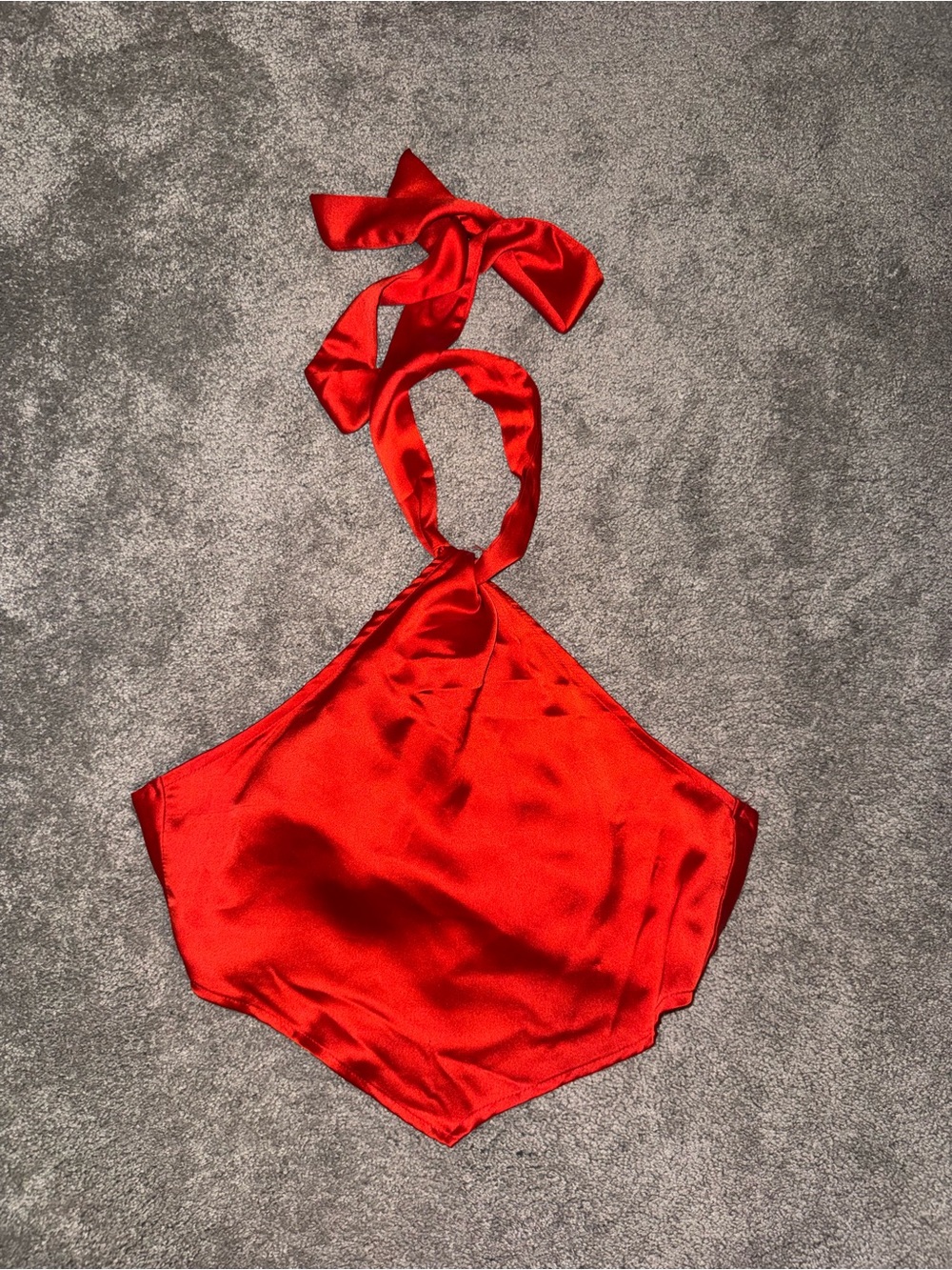 Red Satin Halter Neck Tie Back - WHITE FOX